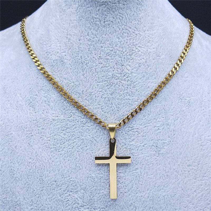 Chaine pendentif croix acier inoxydable