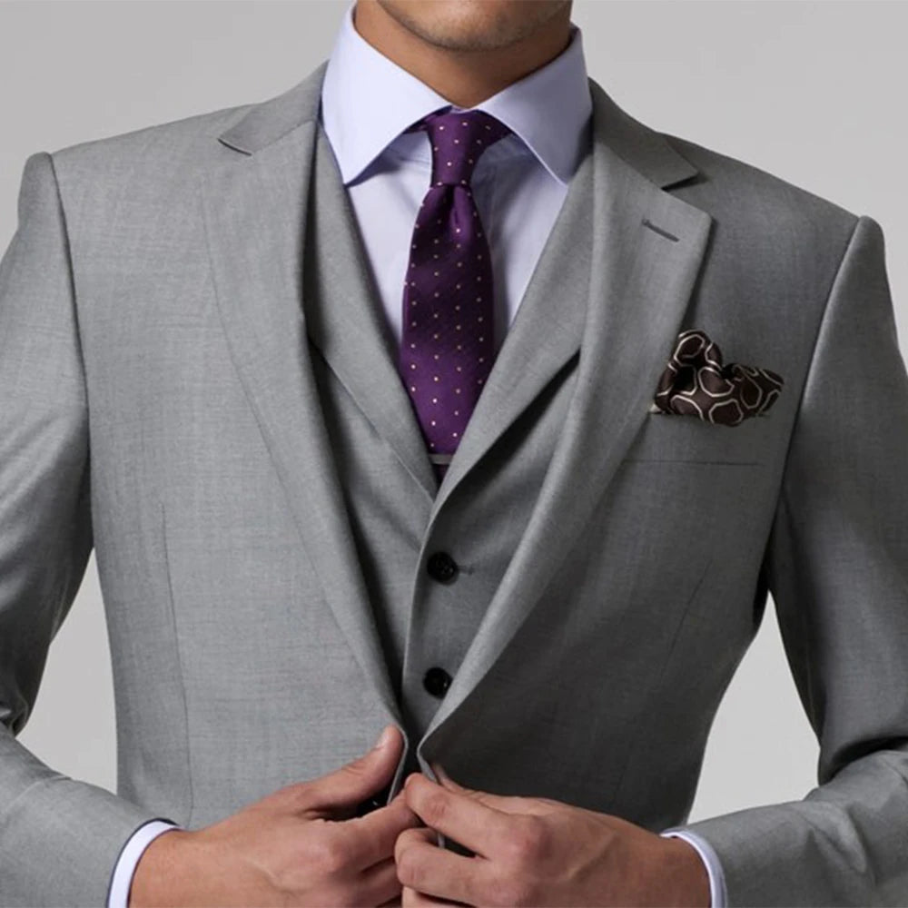 Gray Wedding Suits For Men With 3 Piece Suits Custom Made Suits Groom Suit Men Grey Custom Tailor Made Suits Slim Wedding Tuxedo